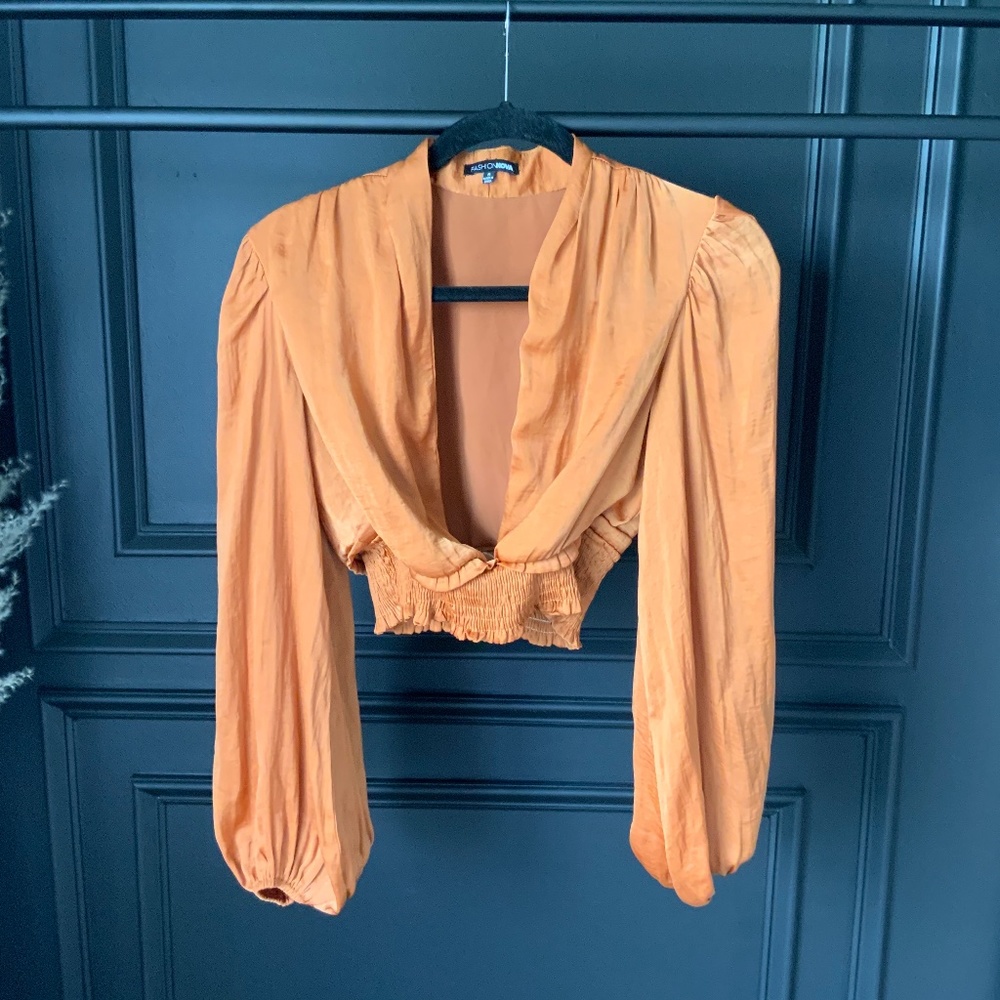 Burnt Orange VNeck Blouse